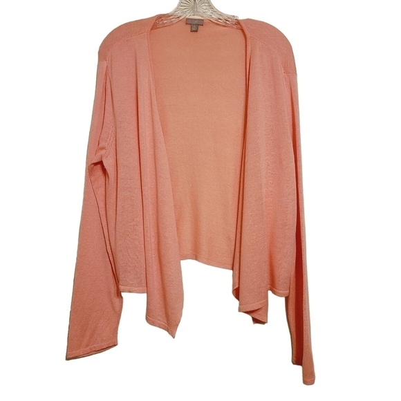 J. Jill | Salmon Pink Cascading Open Cardigan Sweater (Size Large Petite) - Picture 1 of 13